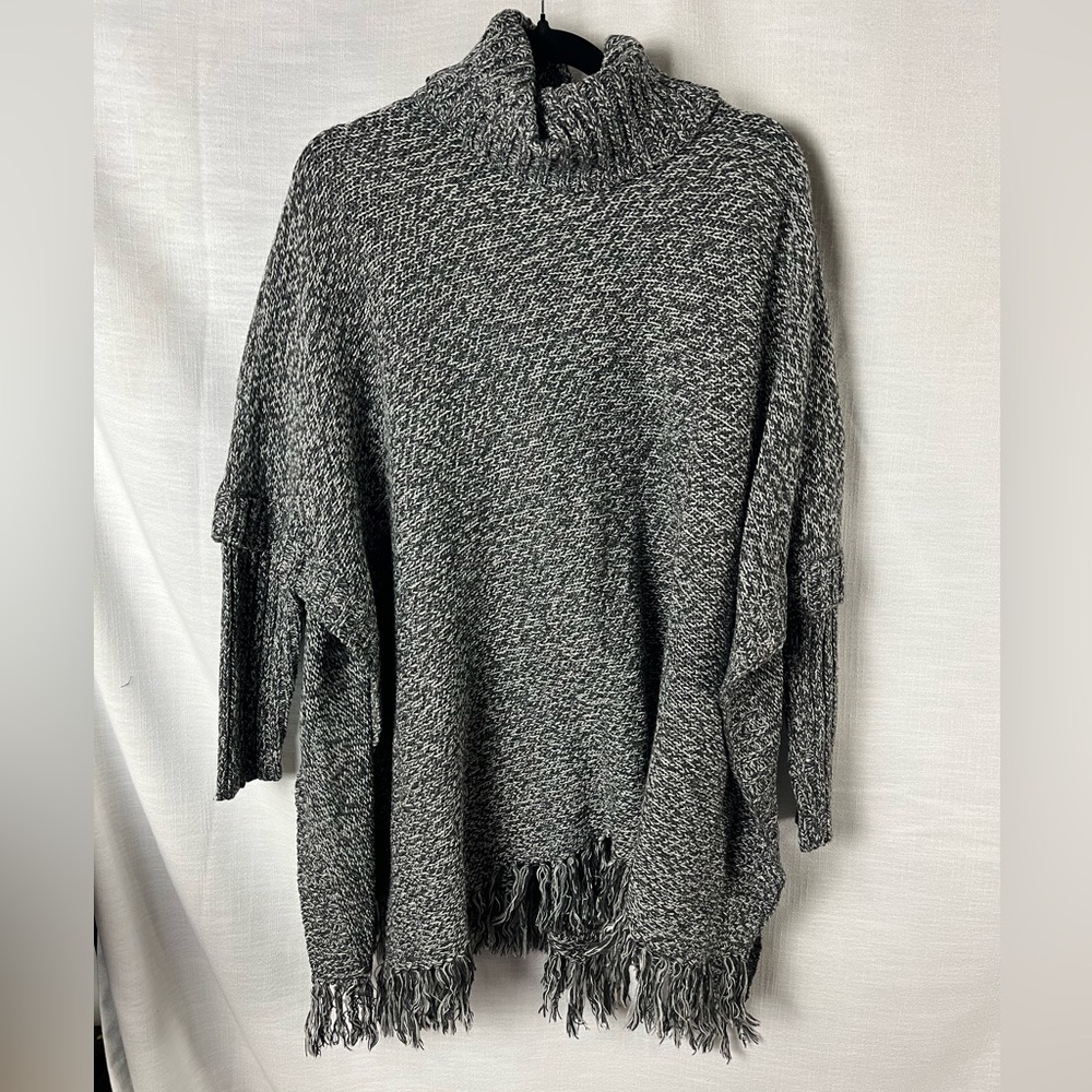 RD Style Anthropologie Fringe Poncho Sweater